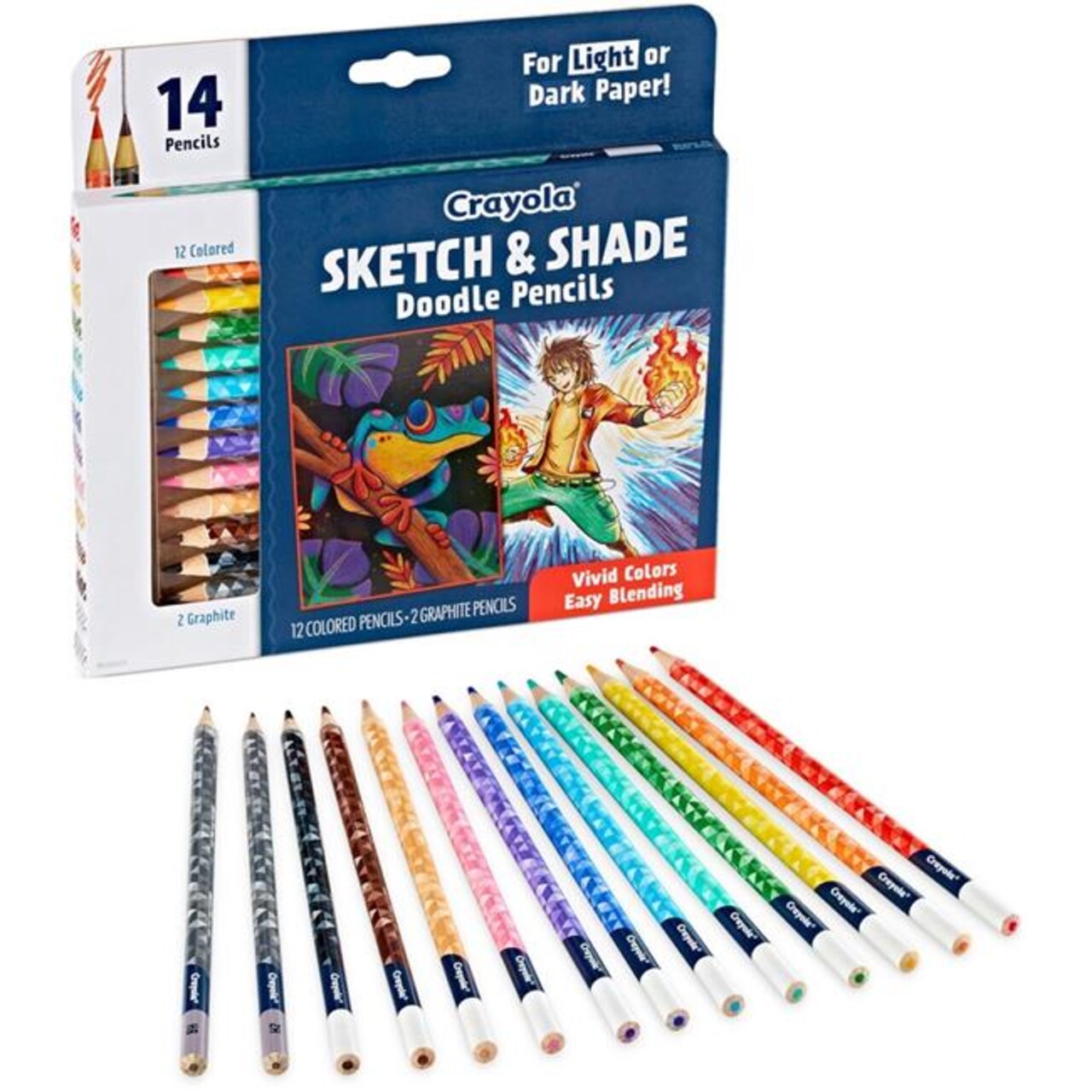 Crayola Sketch & Shade Doodle Pencils, Multi Color - Pack of 14